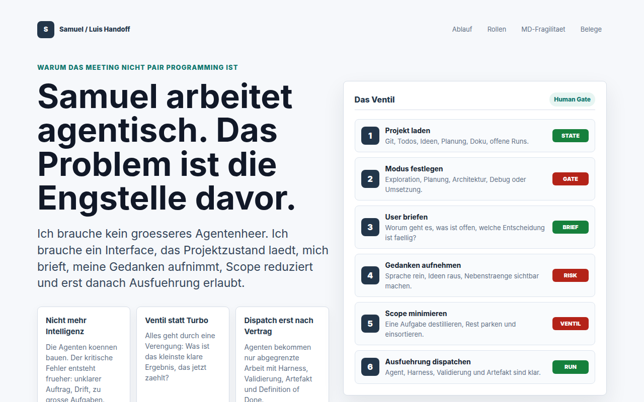 Luis handoff page screenshot for agentic work